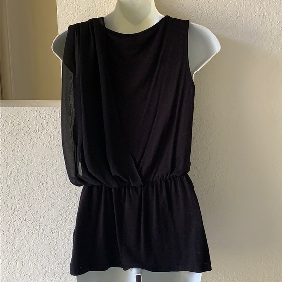 Vince Camuto tank with sheer asymmetrical draping. - Picture 2 of 2